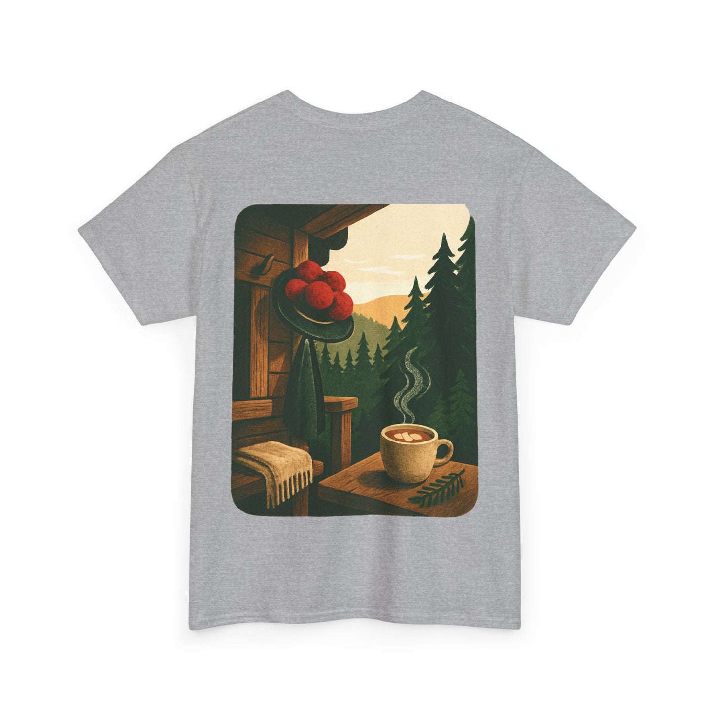 T-Shirt „Black Forest Love“ – Retro-Schwarzwald-Design mit Bollenhut & Hüttenzauber
