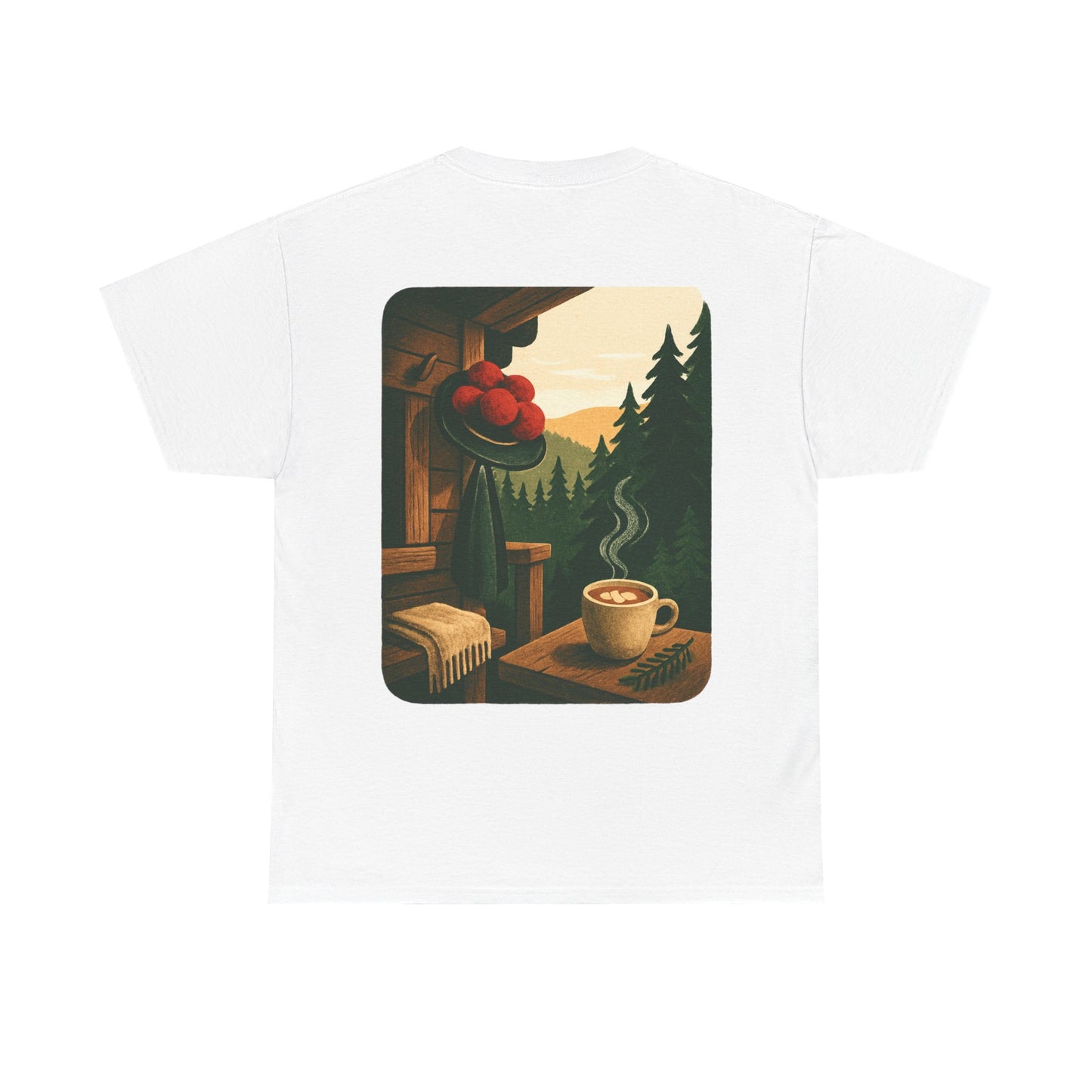 T-Shirt „Black Forest Love“ – Retro-Schwarzwald-Design mit Bollenhut & Hüttenzauber