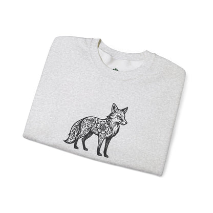 Sweater mit Fuchs im floralen Linocut Stil - Unisex