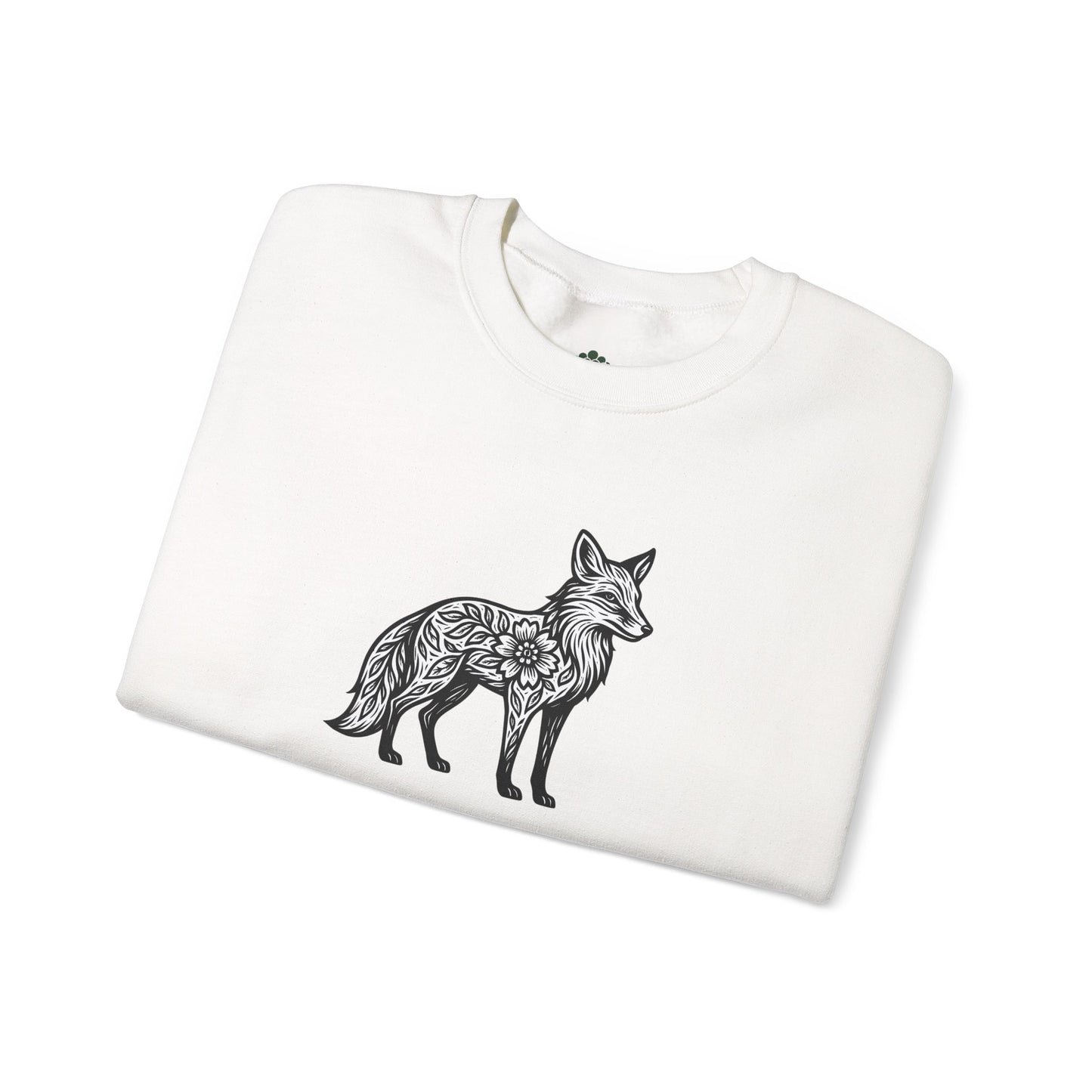 Sweater mit Fuchs im floralen Linocut Stil - Unisex