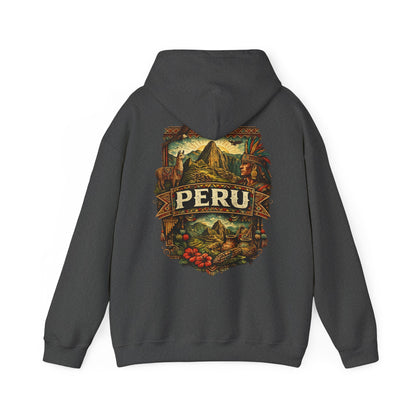 Peru Vintage Machu Picchu Hoodie – Anden-Landschaft mit Lama & Kondor - Unisex