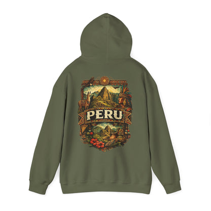 Peru Vintage Machu Picchu Hoodie – Anden-Landschaft mit Lama & Kondor - Unisex
