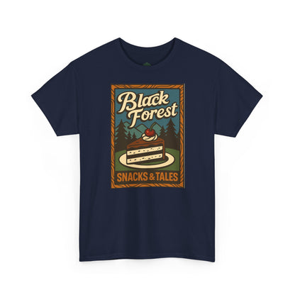 T-Shirt „Black Forest Snacks & Tales“ – Retro Schwarzwald Design