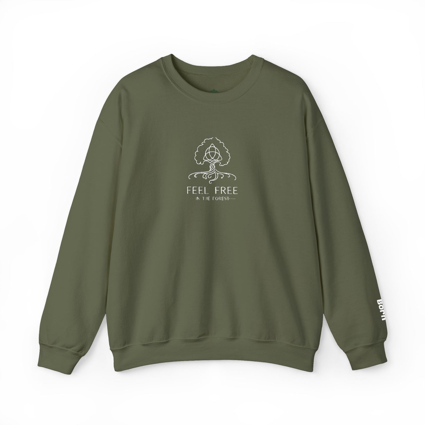 Waldgrün Stickpullover "FEEL FREE – IN THE FOREST" - Unisex