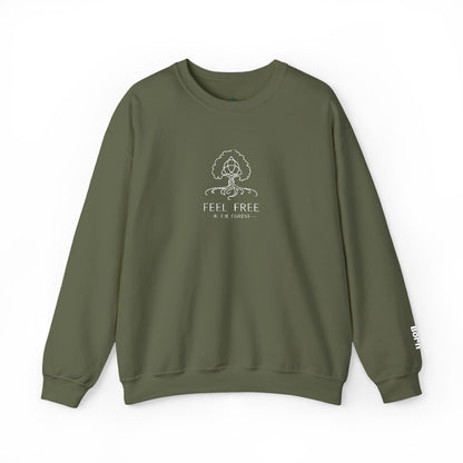 Waldgrün Stickpullover "FEEL FREE – IN THE FOREST" - Unisex