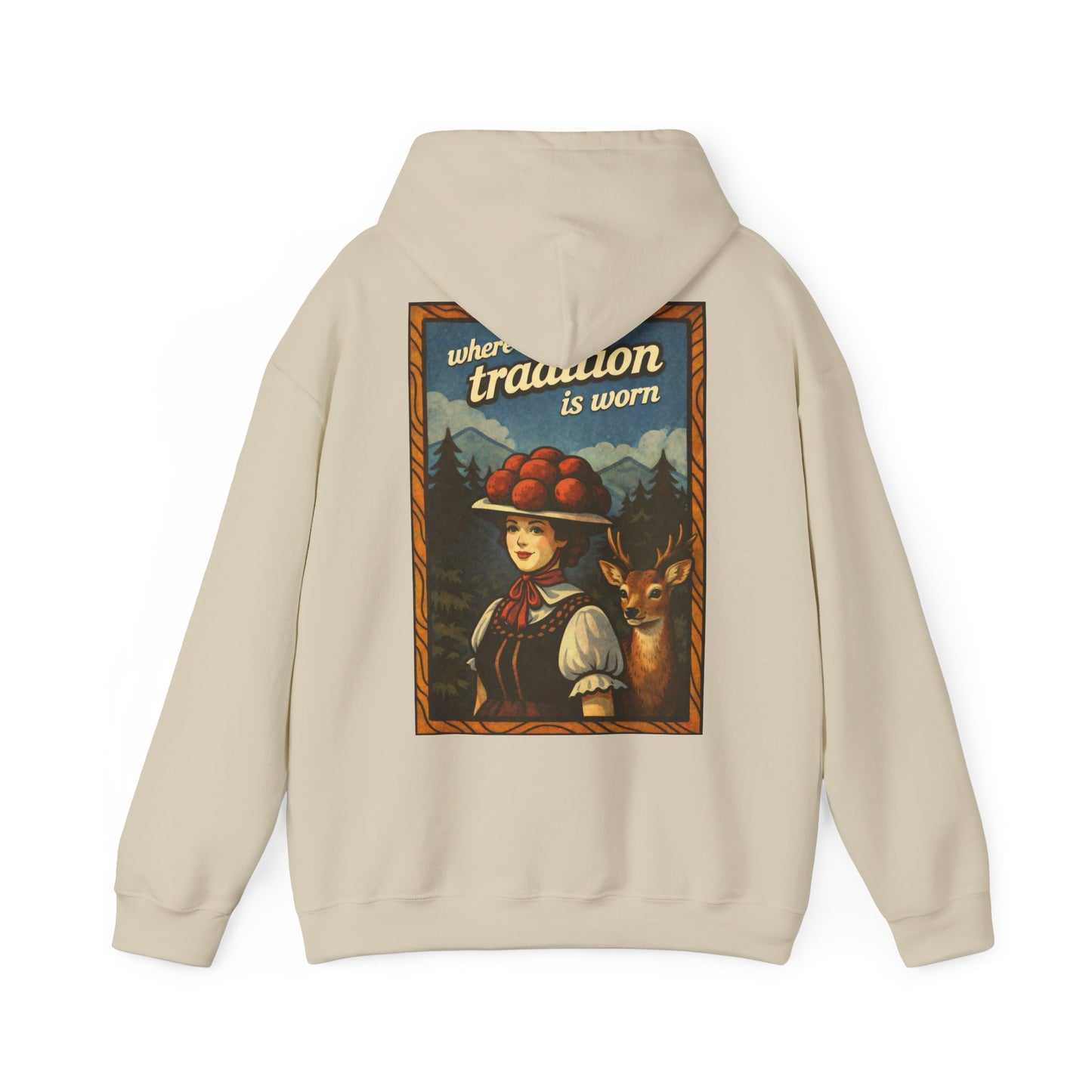 Hoodie „Where Tradition Is Worn“ – Schwarzwald Trachtenmotiv mit Bollenhut - Unisex
