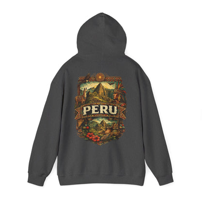 Peru Vintage Machu Picchu Hoodie – Anden-Landschaft mit Lama & Kondor - Unisex