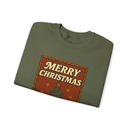 Pullover mit Retro-Weihnachtsmotiv – „Merry Christmas / Happy Holidays“