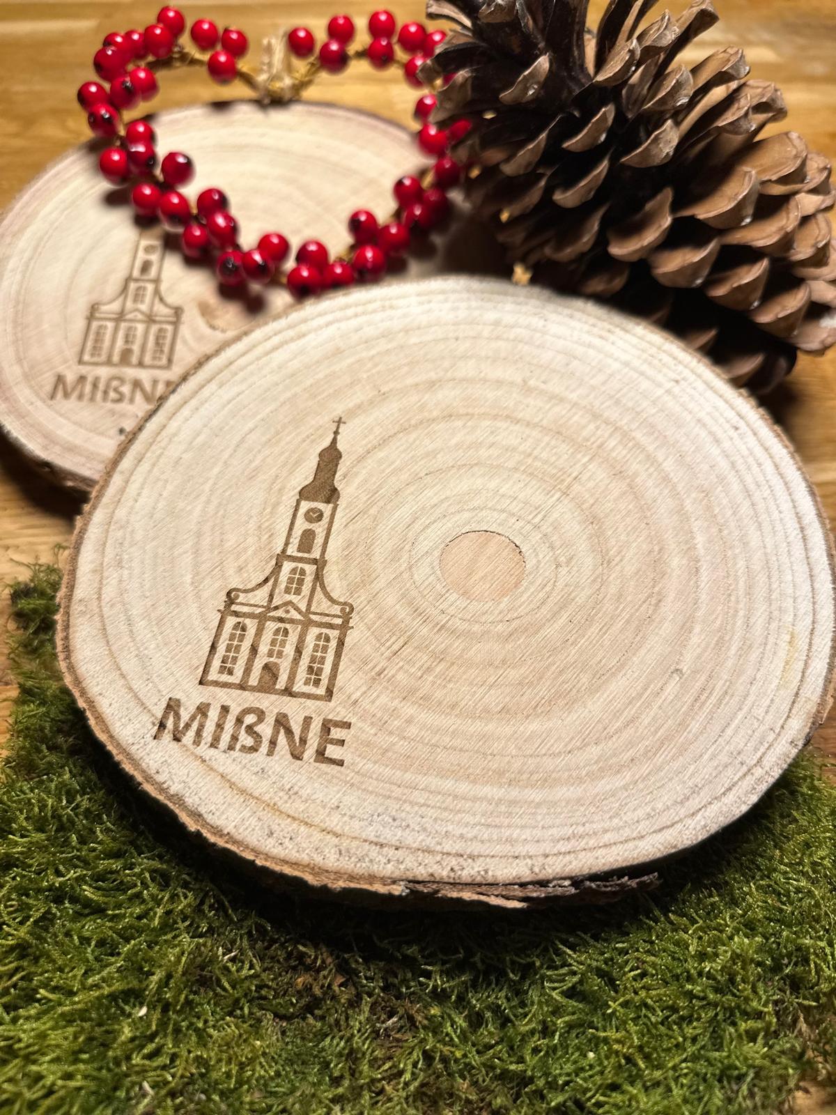 Laser gravierte Baumscheibe